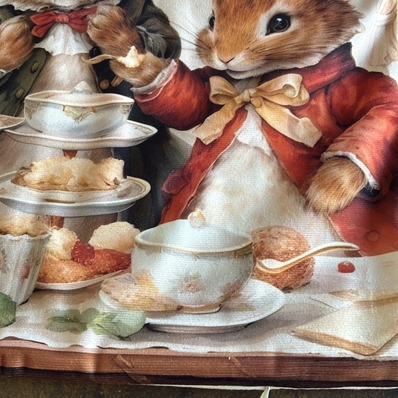 NWT Beatrix Potter Peter Rabbit inspired tea time throw pillow cover nursery OS - Picture 9 of 13